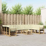 vidaXL Set de canapele de exterior cu pernă 11 pcs Alb și crem 3389936