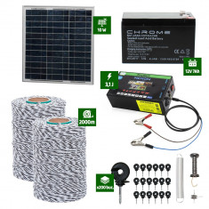 Pachet gard electric cu Panou solar 3,1J putere cu 2000m Fir 120Kg