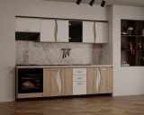 Bucatarie MP CIP3S C2 Sonoma + Alb, 260cm, 8 Corpuri, Pal Melaminat, Blat 2.8cm