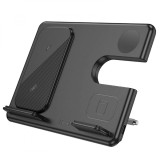 Statie incarcare wireless Hoco CQ2 pentru telefon, smart watch si casti, 15W, Negru