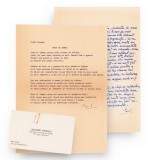 Arh. Grigore Ionescu, carte de vizită + scrisoare adresată lui Geo Dumitrescu + o traducere din Pablo Neruda