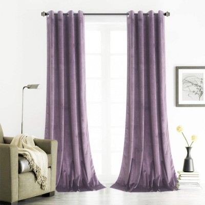 Set draperii din catifea cu inele albe, Madison, 250x265 cm, densitate 700 g/ml, Lavanda, 2 buc foto