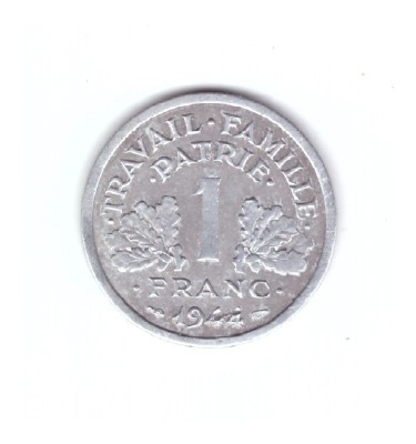 Moneda Franta 1 franc 1944 Vichy, 1.3 g, stare buna, curata foto