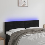 Cumpara ieftin Tăblie de pat cu LED, negru, 144x5x78/88 cm, catifea