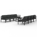 Set mobilier de gradina cu perne, 9 piese, antracit, aluminiu