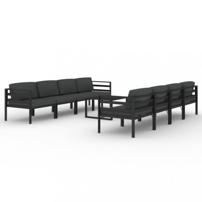 Set mobilier de gradina cu perne, 9 piese, antracit, aluminiu foto