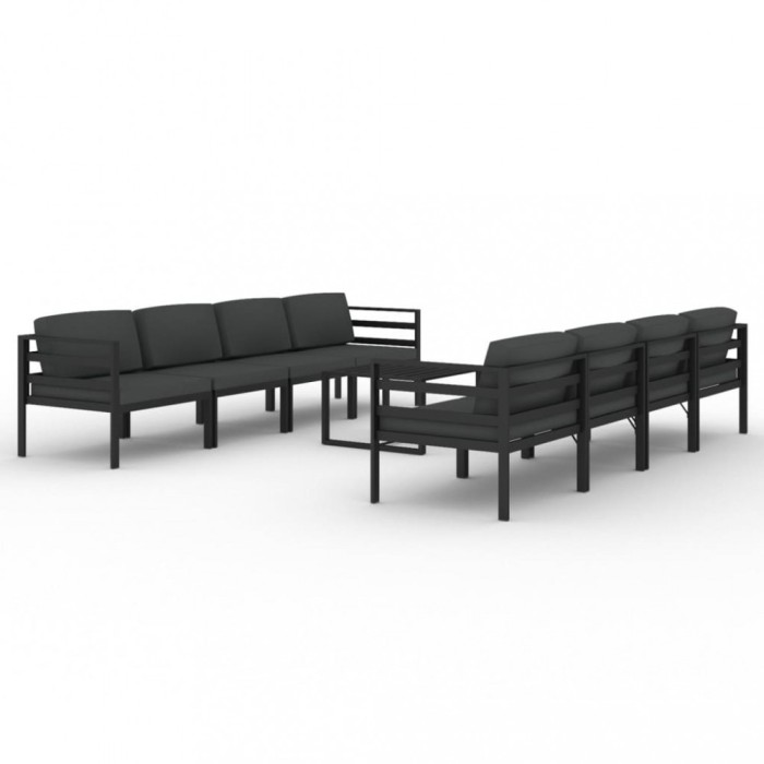 Set mobilier de gradina cu perne, 9 piese, antracit, aluminiu