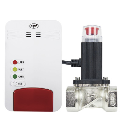 Kit senzor gaz inteligent si electrovalva PNI Safe House Smart Gas 300 WiFi cu alertare sonora, aplicatie de mobil Tuya Smart, integrare in scenarii foto