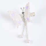 Agrafa de par fluture cu perle albe