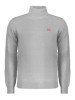 Pulover cu guler inalt bărbați, cu logo brodat, Regular fit, gri deschis, XL, 2XL, 3XL