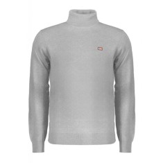 Pulover cu guler inalt bărbați, cu logo brodat, Regular fit, gri deschis, XL