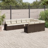 vidaXL Set canapele de grădină cu perne, 10 piese, maro, poliratan