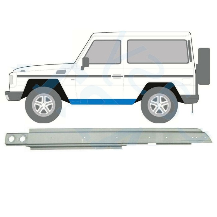 Prag MERCEDES Clasa G (W460) 05.1979-08.1989; Clasa G (W461) 09.1989-09.2018 doar pt. modele cu 3 usi, partea stanga, otel galvanizat