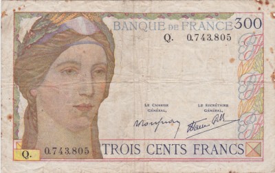 FRANTA 300 FRANCI FRANCS ND(1938) uzata foto