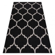 Covor sisal Floorlux 20608 marocani trellis negru si argintiu , 80x150 cm