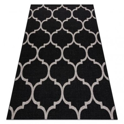 Covor sisal Floorlux 20608 marocani trellis negru si argintiu , 140x200 cm foto