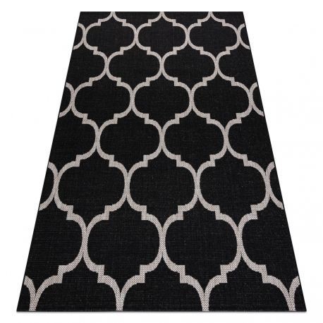 Covor sisal Floorlux 20608 marocani trellis negru si argintiu , 140x200 cm
