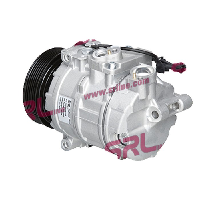 Compresor aer conditionat Saab 9-5, 1997-2010, motorizare 2.0 T/2.3 T/3.0 V6 T, benzina; 1.9 TiD/2.2 TiD/3.0 TiD, diesel, rola curea 120 mm, 6 canelu