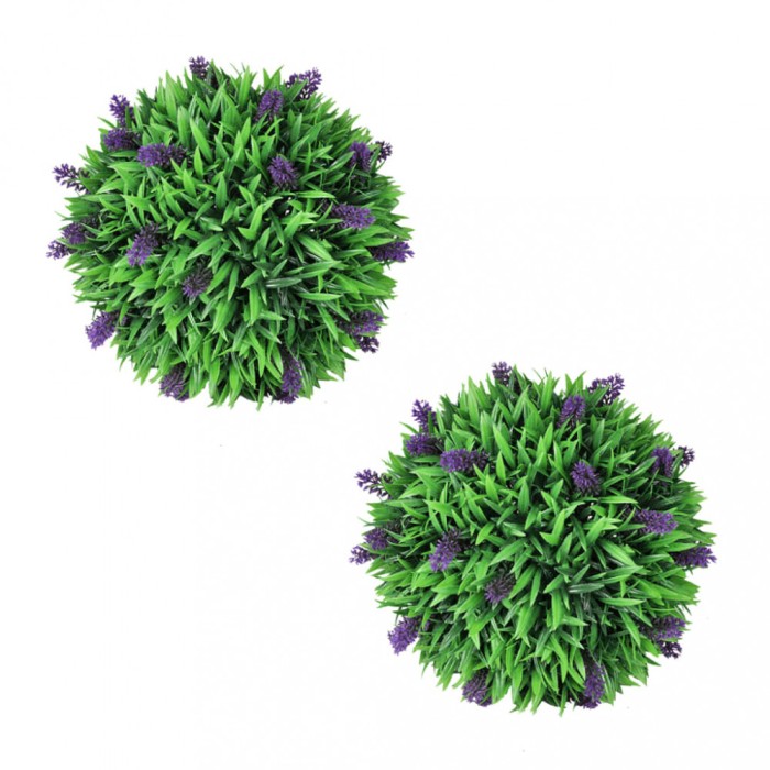 Set de 2 arbuști ornamentali artificiali, bilă cu lavandă, 30 cm