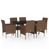 Set de servit masa pentru gradina, 7 piese, maro si negru