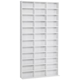 HOMCOM Bibliotecă CD de perete cu 36 de rafturi reglabile, 195 x 102 x 23.5cm, alb | Aosom Romania