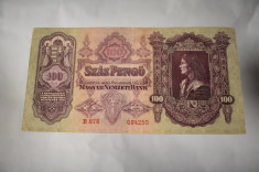 Bancnota Ungaria - 100 Pengo 1930 - Matei Corvin foto