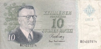 FINLANDA 10 markkaa 1963 VF!!! foto