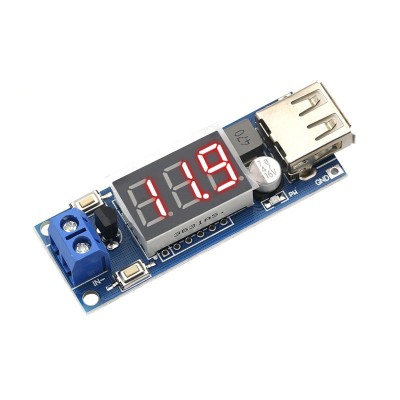 DC-DC converter step-down, IN: 4.5-40V, OUT: 5V, (2A) USB + voltmetru (DC.340) foto
