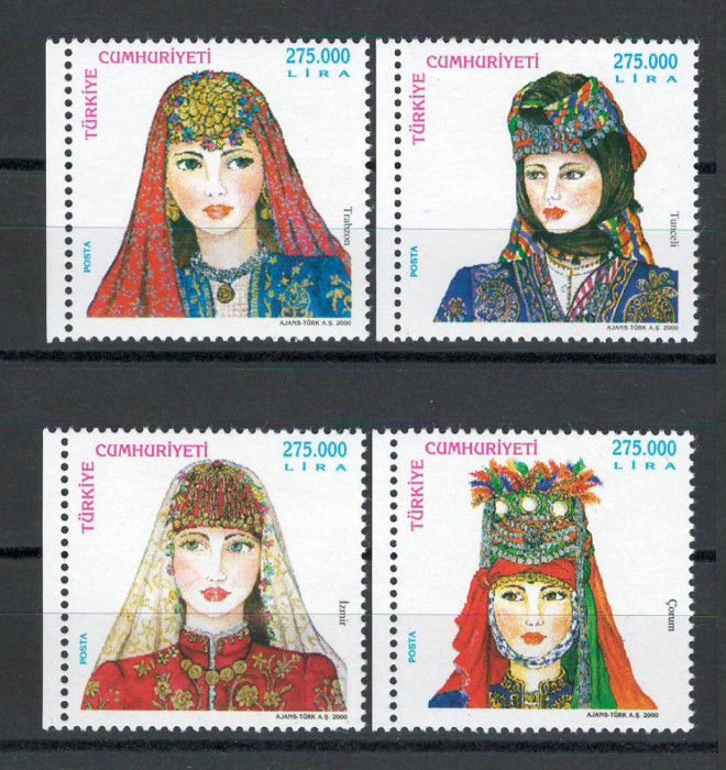 Turcia 2000 3228/31 MNH - Coifa traditională a femeilor turcesti (IV)