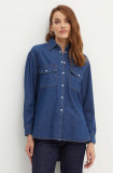 MAX&amp;Co. camasa jeans femei, culoarea albastru marin, cu guler clasic, relaxed, 2416111042200, Max&amp;Co.