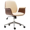 Scaun birou vidaXL, crem, piele ecologica, lemn curbat, reglabil, 69x56x88cm, pivotant, ergonomic, max 110kg