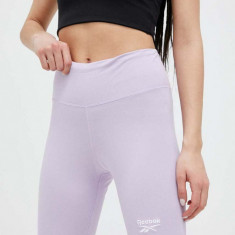 Reebok pantaloni scurti Reebok Identity femei, culoarea violet, neted, high waist