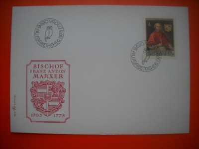 HOPCT PLIC FDC S NR 495 EPISCOP FRANZ ANTON MARXER 1703-1975 LIECHTENSTEIN foto