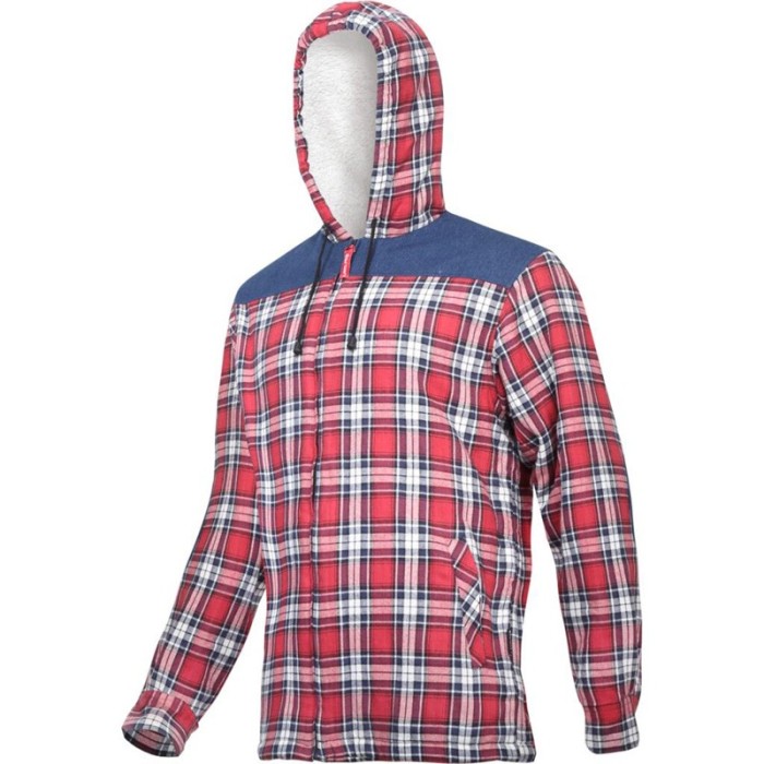 JACHETA FLANEL CU CAROURI CAPTUSITA / ROSU - S