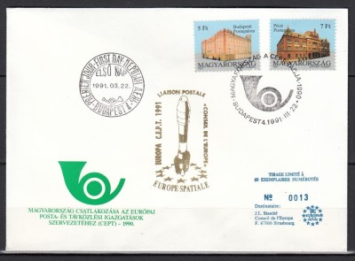Ungaria 1990 - FDC SPECIAL AUR - EUROPA SPATIALA - Tiraj 60 ex. numerotate foto
