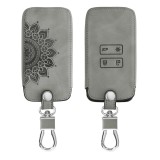 Husa Cheie Auto pentru Renault / Dacia - 4 Butoane - Keyless Go, Piele nabuc, Gri, 48565.16, Kwmobile
