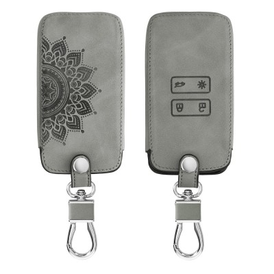 Husa Cheie Auto pentru Renault / Dacia - 4 Butoane - Keyless Go, Piele nabuc, Gri, 48565.16 foto