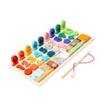 Jucarie Interactiva si Educativa tip Montessori din lemn, sortator de culori, cifre, forme, animale, joc de pescuit cu magnet,3+, Oem