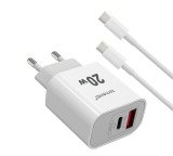 Incarcator LEMONTTI LIRFCQCPD20WA, 20W, 2 porturi, Alb