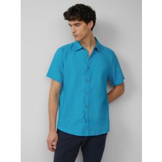 s.Oliver Camasa usoara cu maneca scurta, barbati, din 100% in, Regular fit, Turcoaz, S