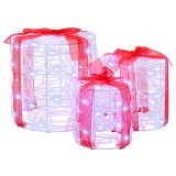 VidaXL Decorație cutie de cadou 3 pcs Alb rece 20 x 20 x 21 cm Acril 42019085