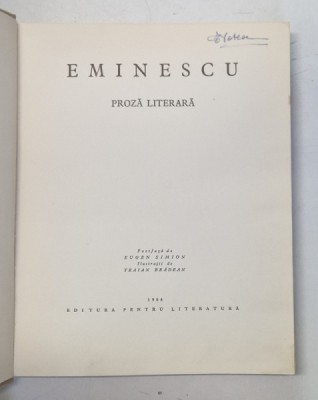 PROZA LITERARA de EMINESCU , ILUSTRATII DE TRAIAN BRADEAN , 1964 foto