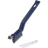 Perie 3in1 de curatat podele si rosturi, flippy, lungime maner 28 cm, peri din pp, otel si plastic, cleste pentru scame si par inclus, albastru