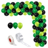 Set 150 Baloane Arcada Negru Verde 30cm, Banda Montaj Inclusa - Decoratiuni Evenimente, Petreceri
