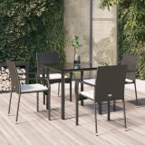 Cumpara ieftin Gossi set mobilier de gradina cu perne, 5 piese, negru, poliratan