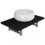 Set mobilier de baie, 2 piese, negru, ceramica