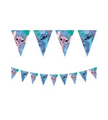 Banner triunghiular pentru petreceri, model Stitch si Angel Disney, 230 cm