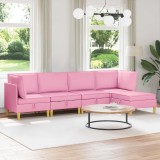 vidaXL Set de mobilier pentru living cu pernă 5 pcs Roz Țesătură 3413726