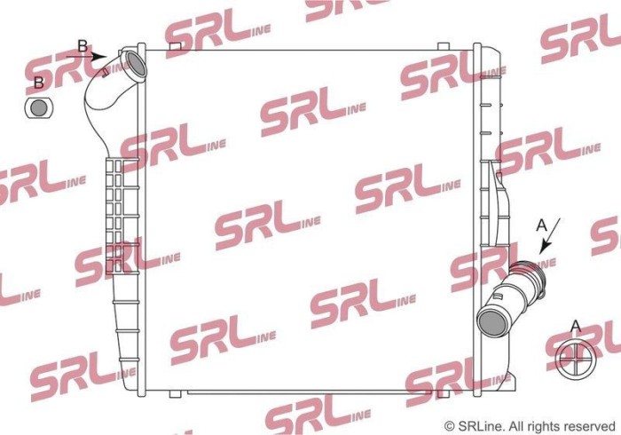 Radiator Porsche 911, Boxster/Cayman 16, motor: 3.0 B6 T, 3.4 B6, 3.8 B6, 3.8 B6 T, 4.0 B6, partea stanga, 360x373x32, SRLine, Aluminiu/ Plastic