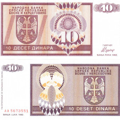 Bosnia Hertegovina 10 Dinari 1992 P-133 UNC